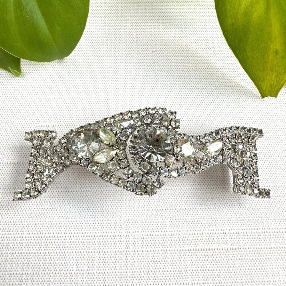 1940s Rhinestone Sash Buckle - Picture 1 of 6
